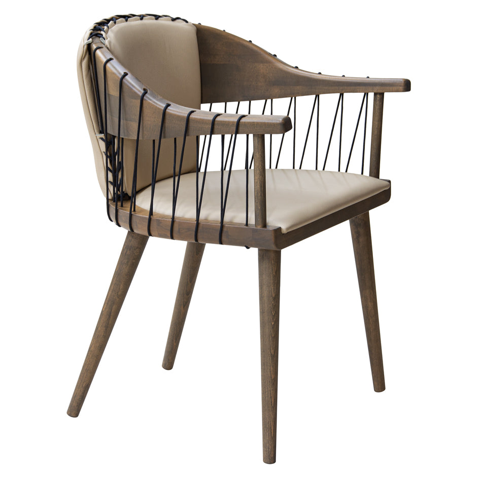Handcrafted Wooden Accent Chair with Rope Weave