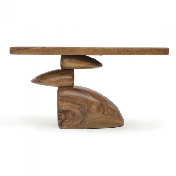 Dark brown wood console table