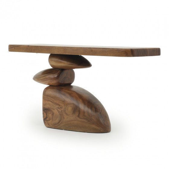 Dark brown wood console table