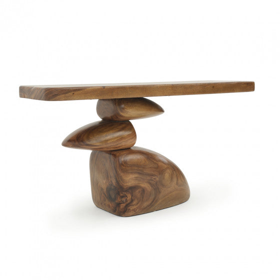 Dark brown wood console table