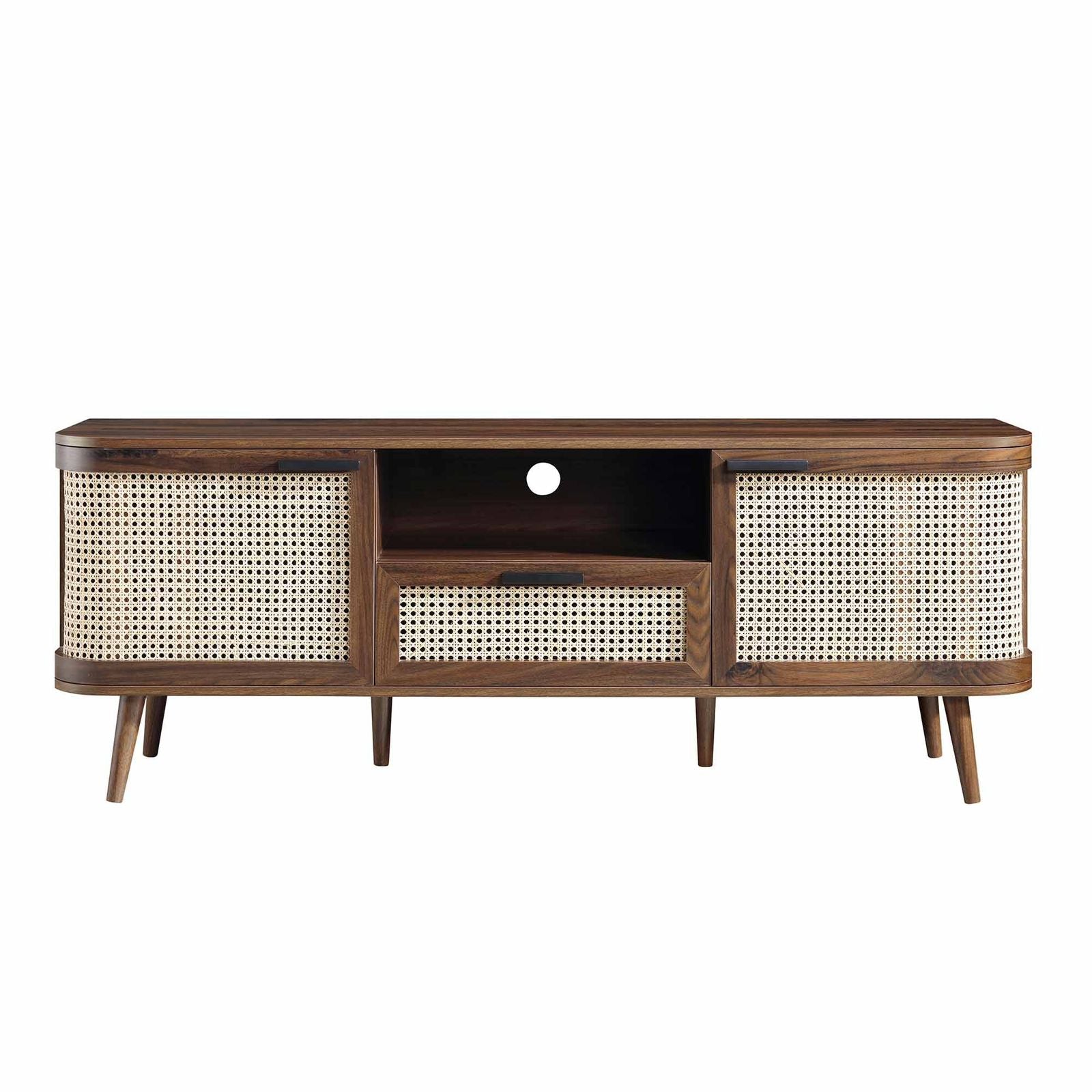 Mid-Century Rattan TV Stand