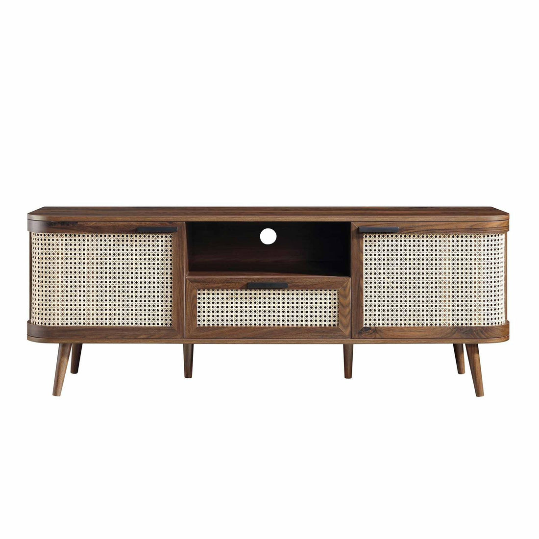 Mid-Century Rattan TV Stand
