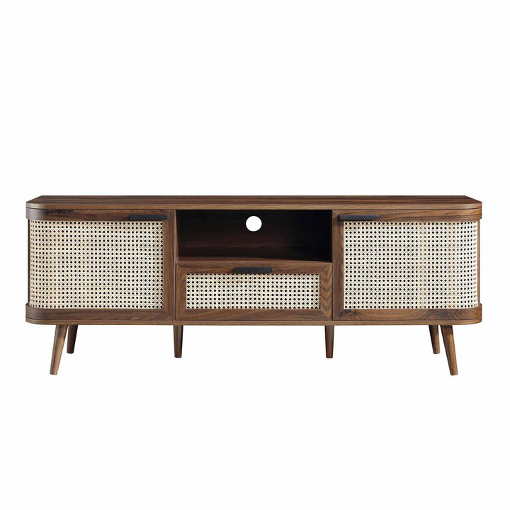 Mid-Century Rattan TV Stand