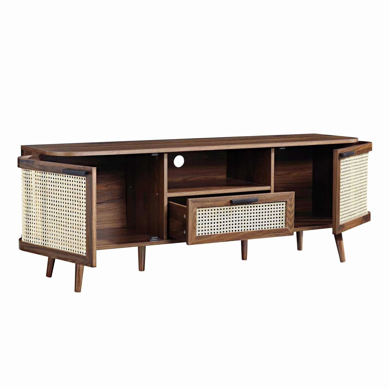Mid-Century Rattan TV Stand