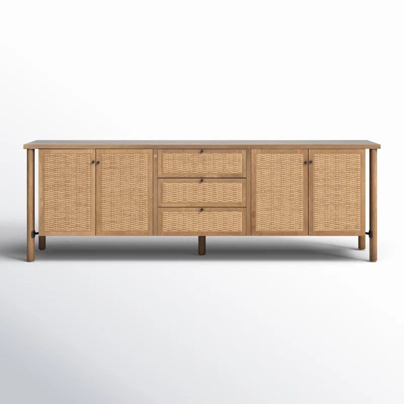 Solid Wood Sideboard with Rattan Doors