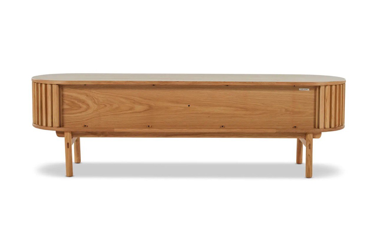 Modern Wooden TV Stand with Sliding Tambour Door