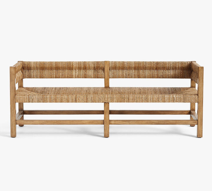 Handwoven Jute Rope Wooden Bench