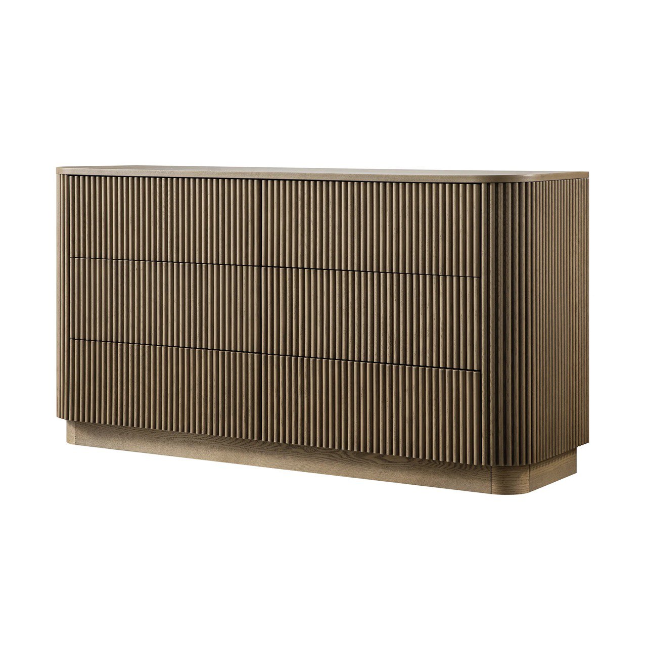 Modern Ribbed Wood 6-Drawer Dresser