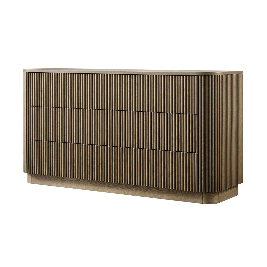 Modern Ribbed Wood 6-Drawer Dresser